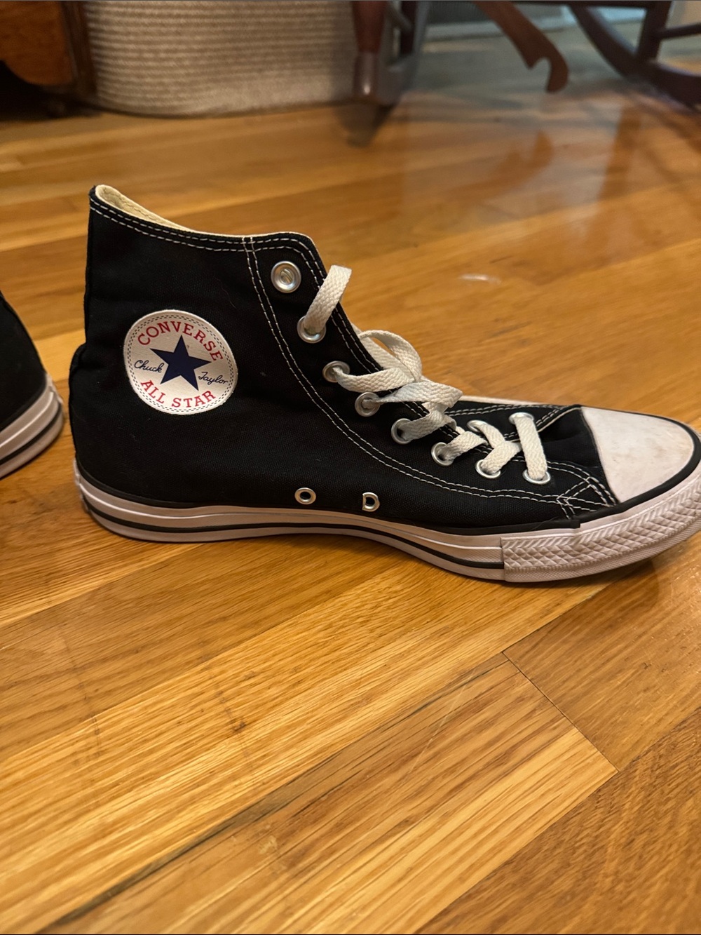 Converse Black and White High Top Sneakers - Picture 2 of 10